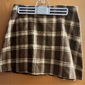 H&M Brown Plaid Mini Skirt